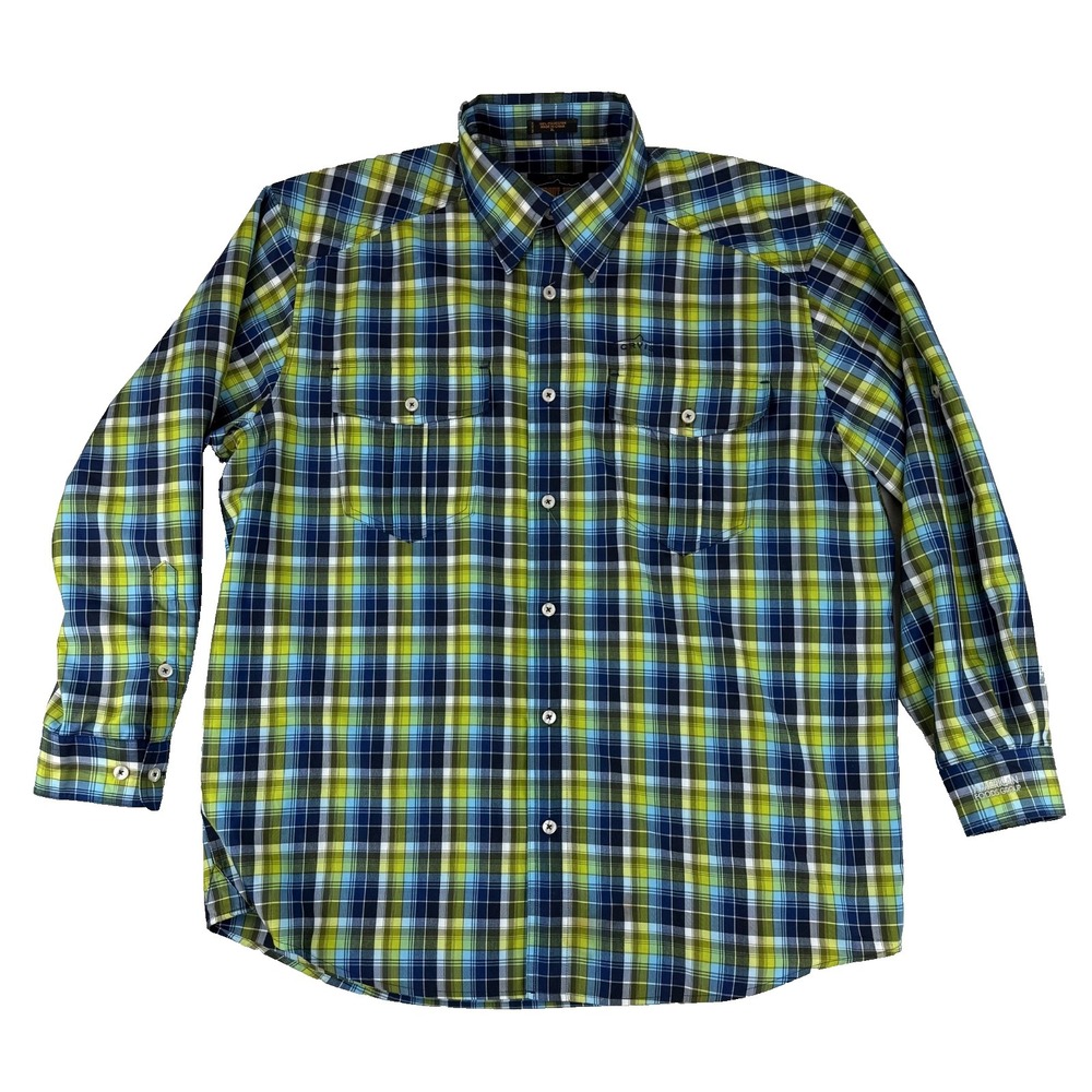 Orvis Trout Bum Men's Plaid‎ Shirt XL Button Up Roll Up Sleeve Fishing Outdoors
